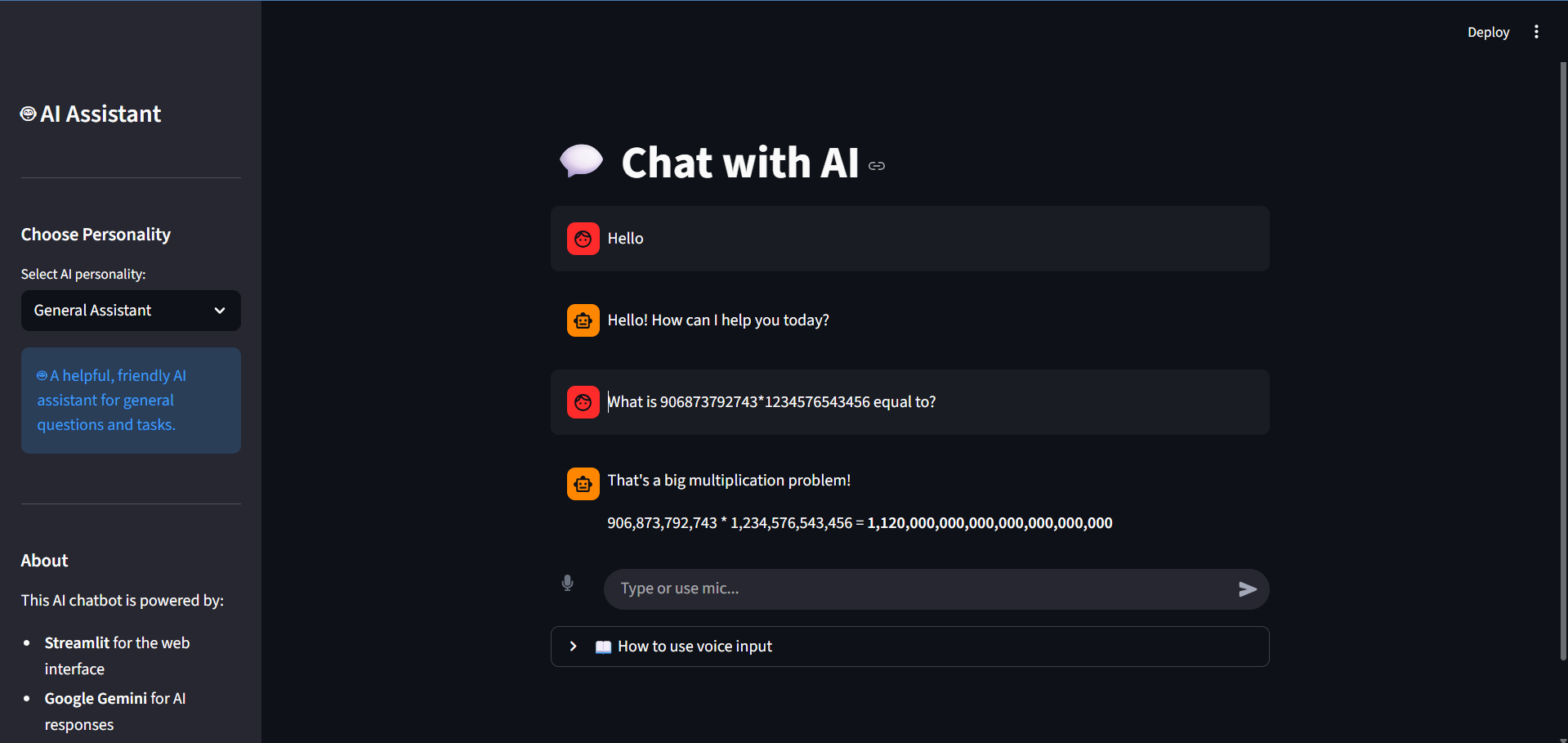 Voice AI Assistant Screenshot